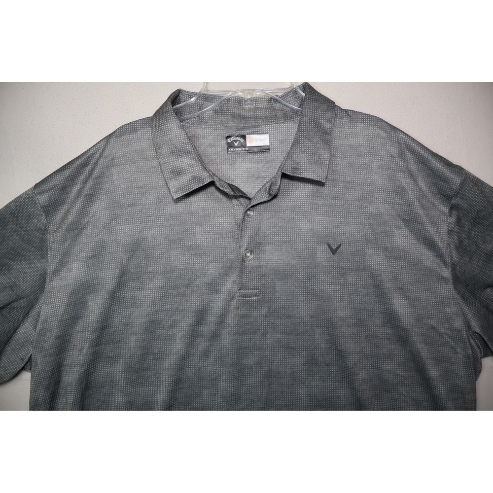 Golf Shirt Callaway Opti-Dri Mens XXL Polo Shirt Grey Micro Dot Geometric